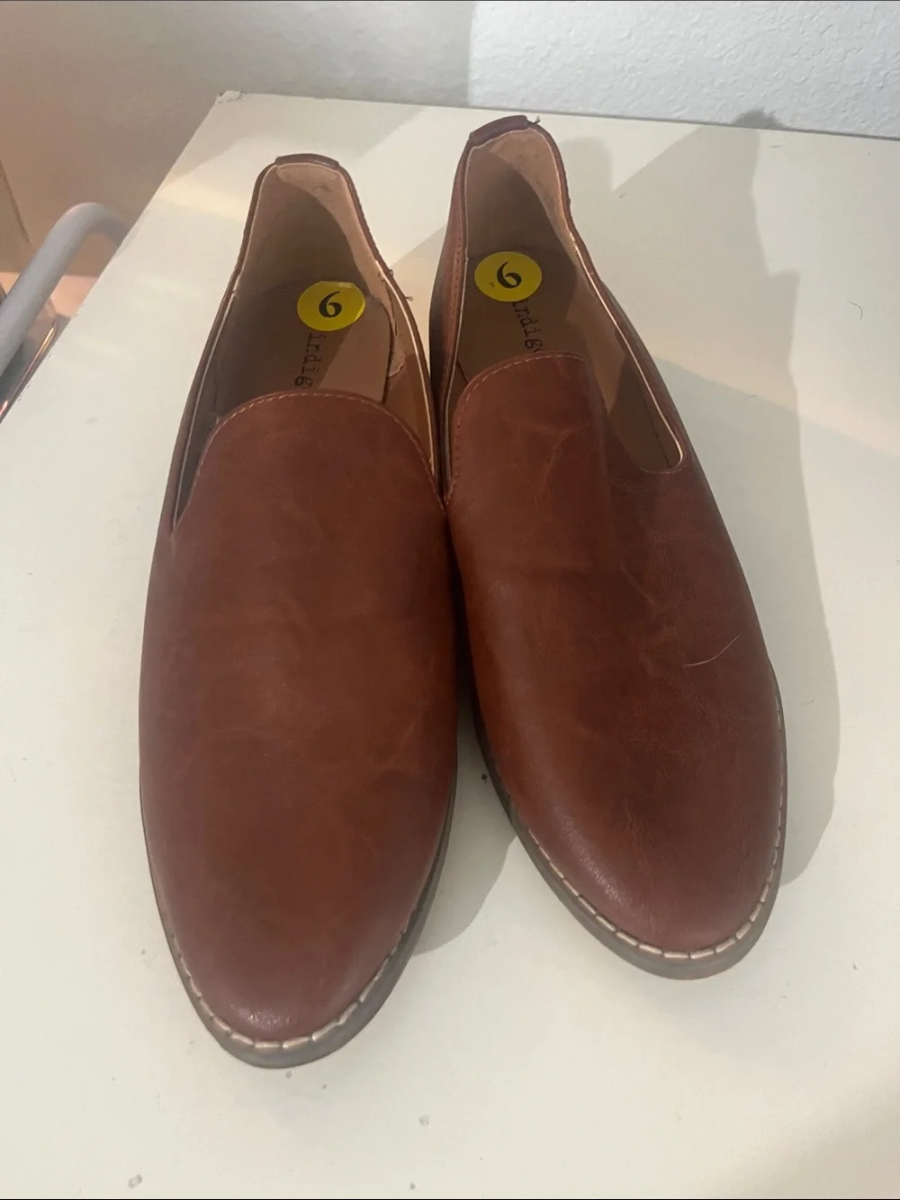 New Indigo Rd. Women’s Cognac Brown Faux Leather Flats Loafers Size 9 NWT